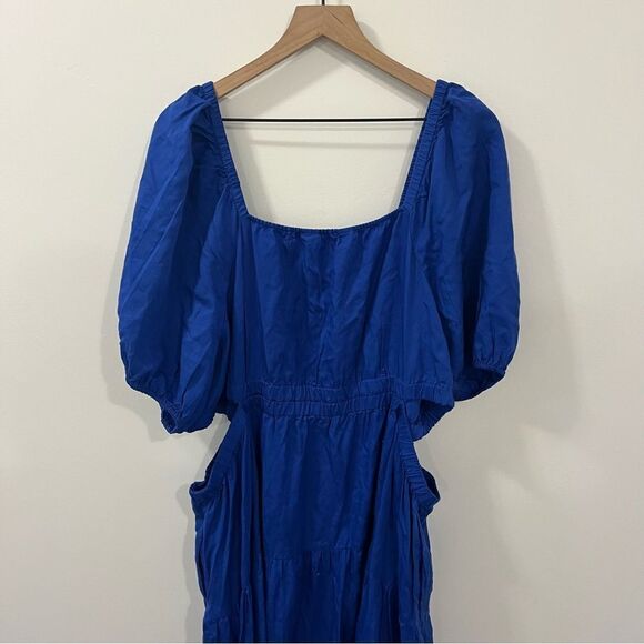 The Drop Anaya Maxi Dress | Square Neck, Cut-Out, Tiered, 3X, Dazzling Blue - Picture 9 of 13